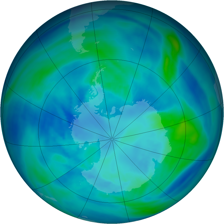 Antarctic ozone map for 07 April 2007